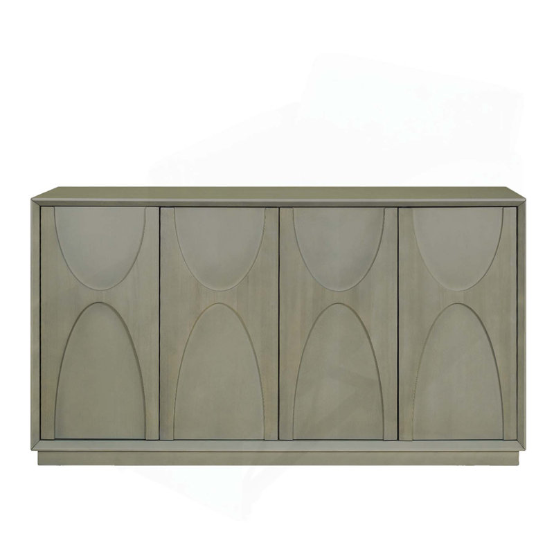 Élégante armoire en bois à 4 portes avec tablettes réglables pour un rangement polyvalent, Vert