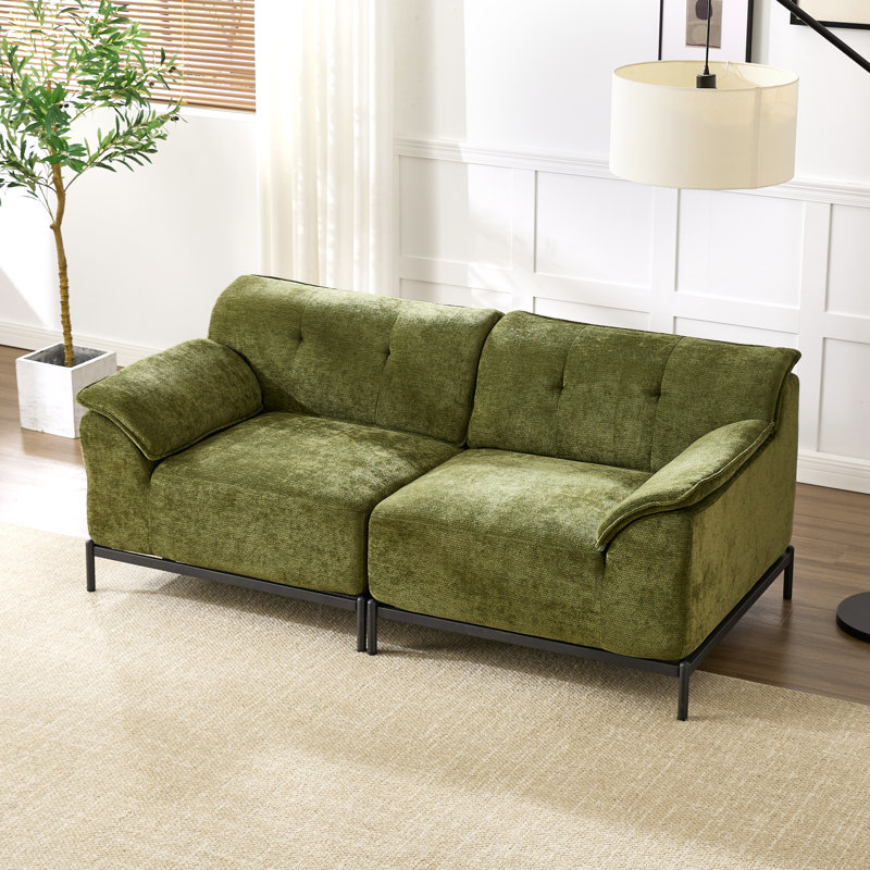 70.9" Upholstered Loveseat, Green Chenille
