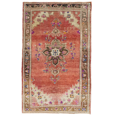 Tapis rose unique en laine rétro des années 1980 de 7 pi 1 po x 11 pi 5 po Vintage