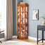 Armoire de coin en chêne avec formation de 5 tablettes et éclairage Curio à 5 tablettes, texture chêne-1653831127-1653831113