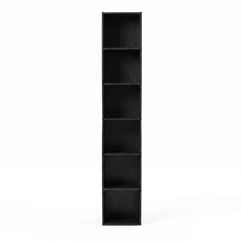 Bibliothèque à 6 niveaux, bibliothèque haute et mince pour petits espaces 70,8 ", noir, Black