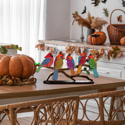 Colorful Metal Bird Desktop Ornaments Desktop Bird Ornaments Branches Dyed Bird Desktop Ornaments Living Room Bedroom Office Desktop Hummingbird Desk Ornaments
