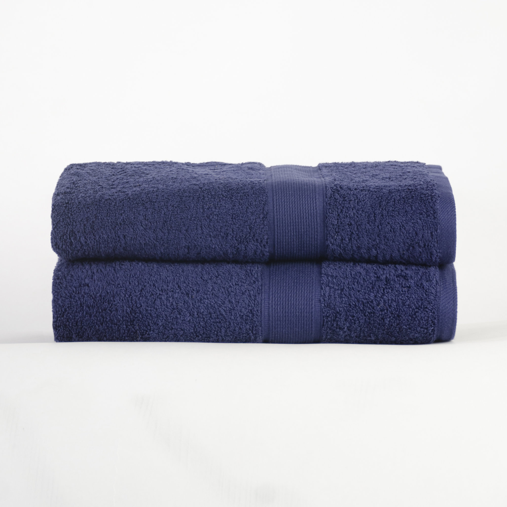 Lyndon 2 Piece 100% Cotton Bath Sheet Towel Set, Navy Blue