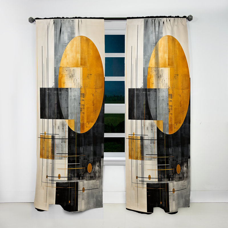 Dupont Cerulean Cubism Shapes II - Modern Velvet Curtain - Room Darkening - 1 panel, 52" W x 90" L