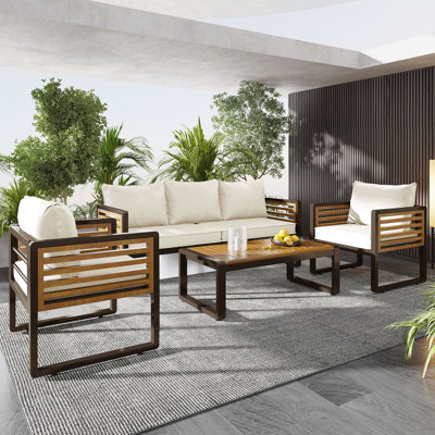 Large Size 4-pieces Outdoor Furniture sofa for 5 Person Conversation Set