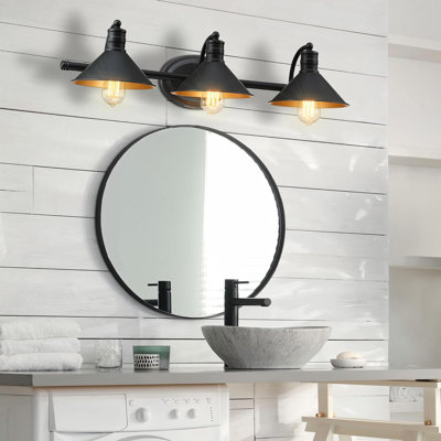 Applique murale de meuble-lavabo de salle de bain à 3 lumières de style campagnard avec un design col-de-cygne pour un décor rustique et moderne