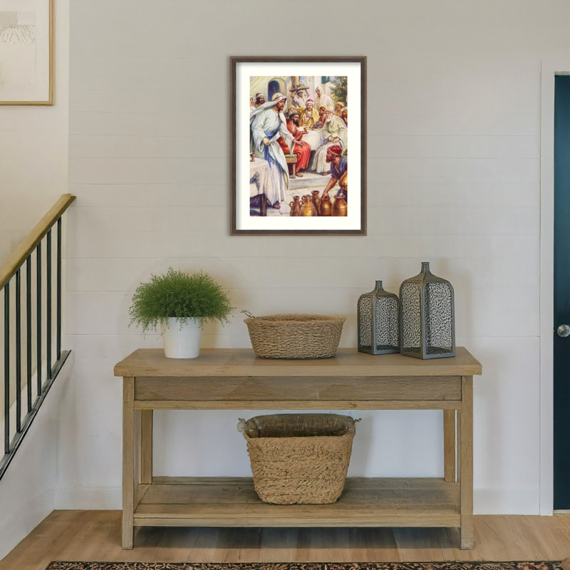 «Jesus At The Wedding Feast» par Evelyn Stuart Hardy, reproduction d'art encadrée sur bois