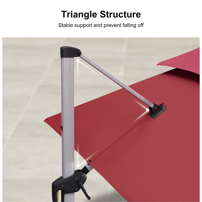 Hokku Designs 10' X 13' Rectangle Cantilever Umbrella with Steel Plate Base, Terra