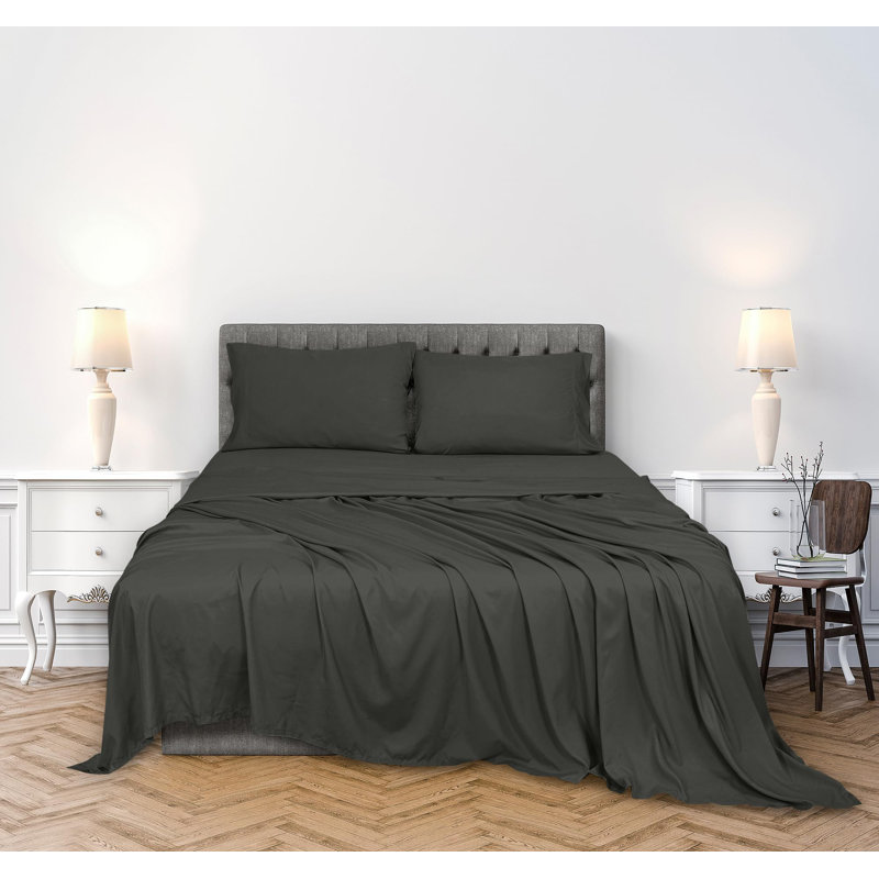 Ensemble de draps 100% coton peigné à densité de tissage 300 fils - 1 drap-housse, 1 drap plat et 1 taie d'oreiller - Ensemble de draps en percale respirant