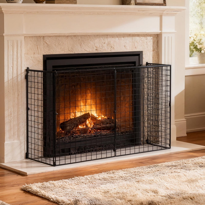 4 Panel Metal Fireplace Screen