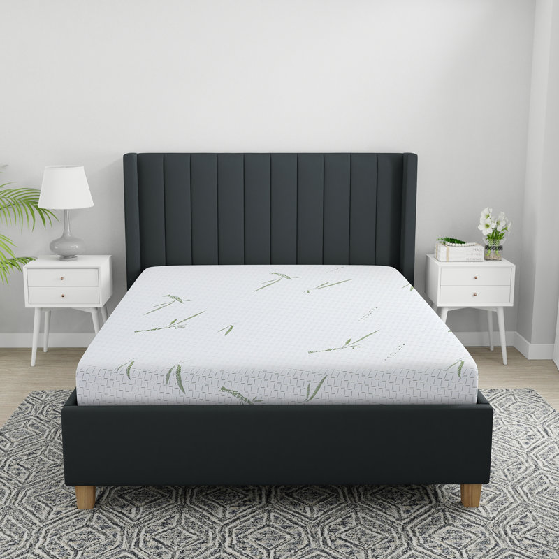 Matelas en mousse viscoélastique double couche 8 pouces avec housse infusée en bambou - Grand, 8.03", Grand lit