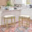 24" Hand-Brushed Wood Backless Counter Height Bar Stools Mid-Century Farmhouse Short Stools-2055664345