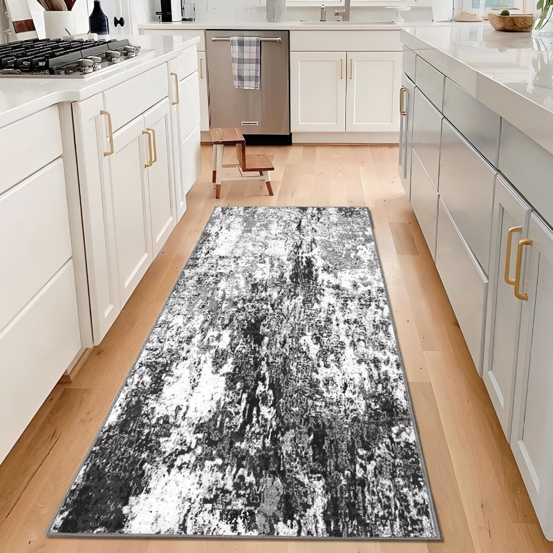 Tapis d'intérieur moderne, lavable à la machine, résistant aux taches et facile à nettoyer avec revêtement antidérapant