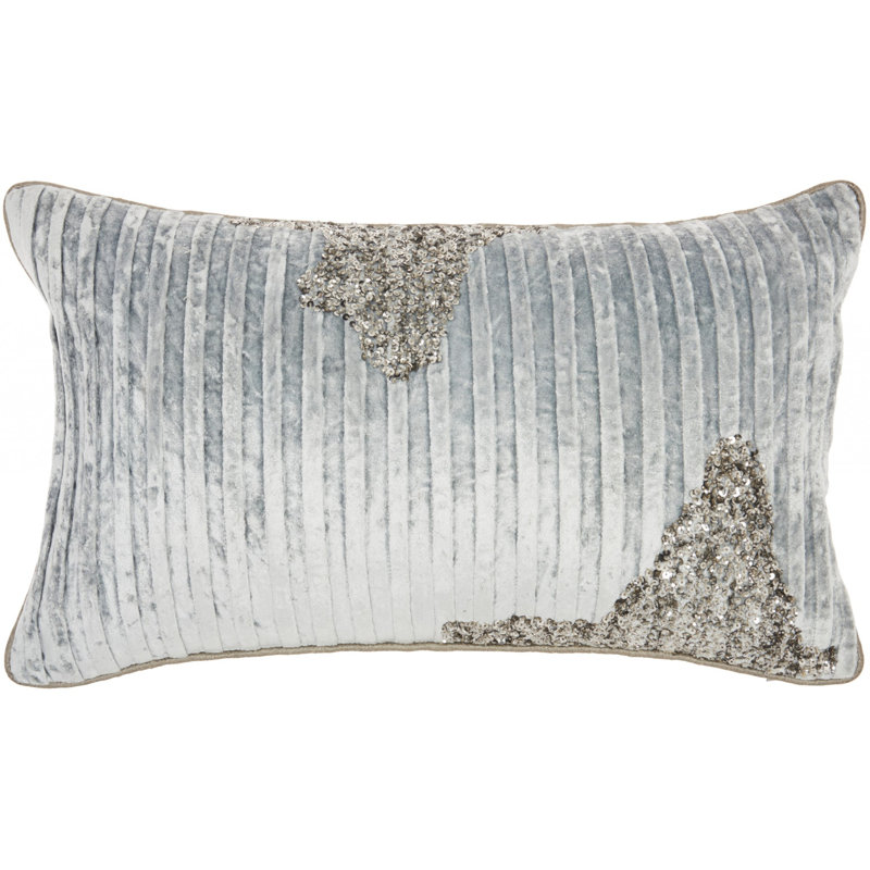 12" X 20" Periwinkle Cotton Throw Pillow, Gray
