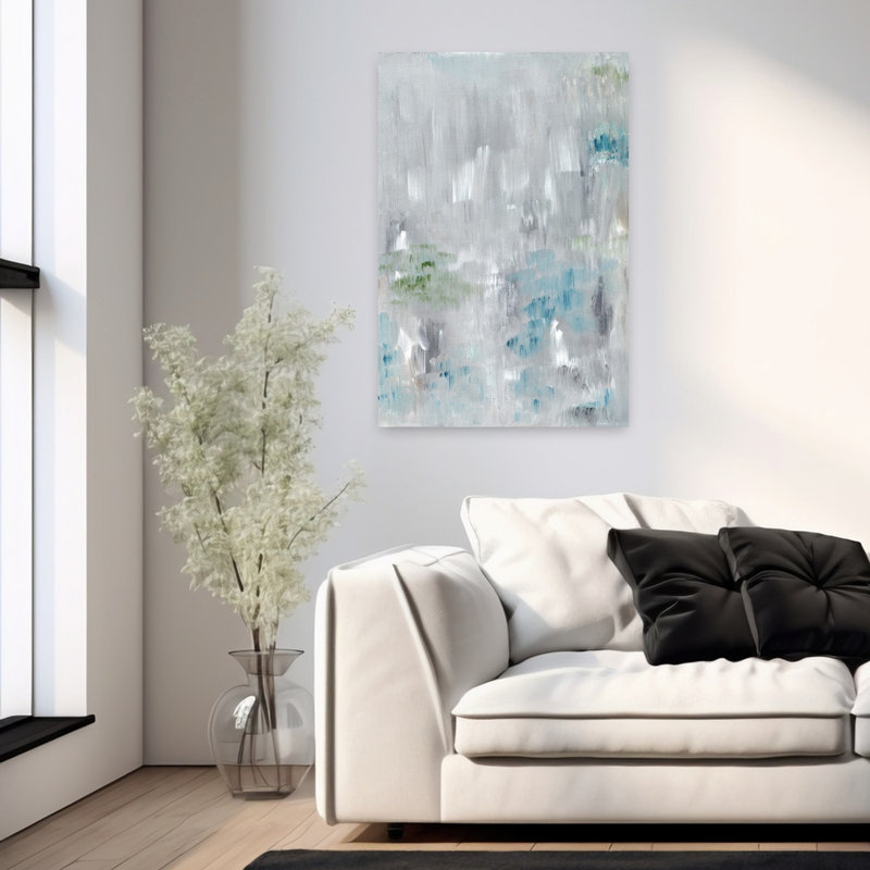 «Serene Abstract Brushstrokes Abstract», art mural moderne éthéré, H 36 po x l 24 po
