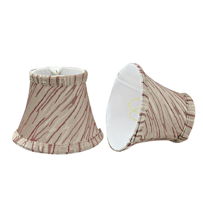Set of 2 Beige and Red Textured Fabric Bell Lamp Shades
