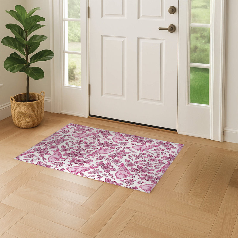 Paillasson Bunny Toile, Rose, L 36 po x L 60 po