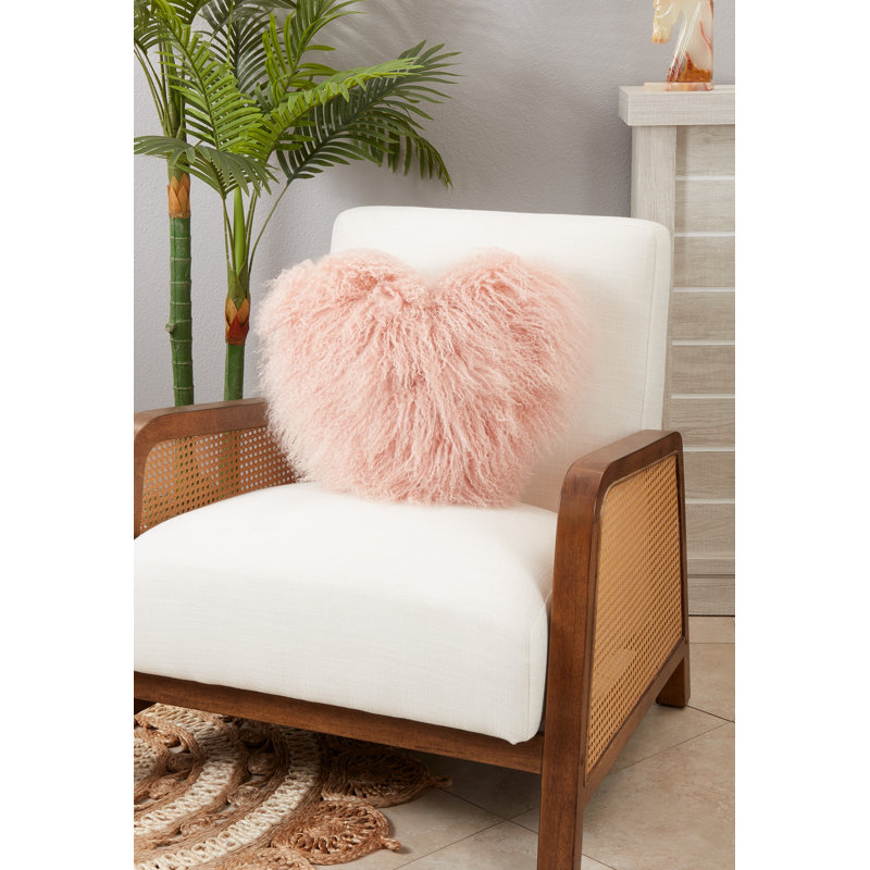 Mongolian Lamb Pillows Throw Pillow, Rose