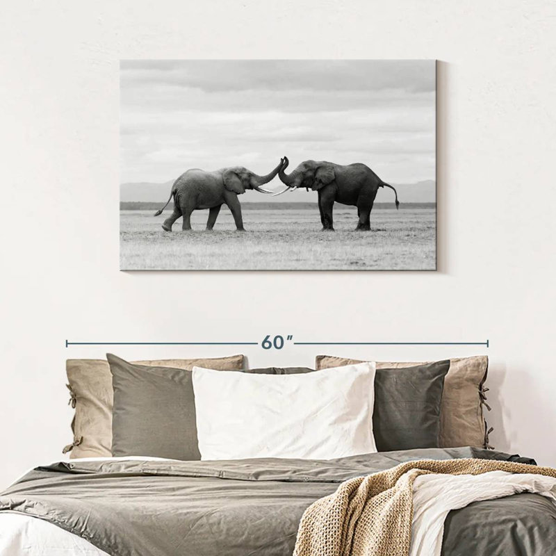 Crowle Fighting Elephants, 30" H x 45" W