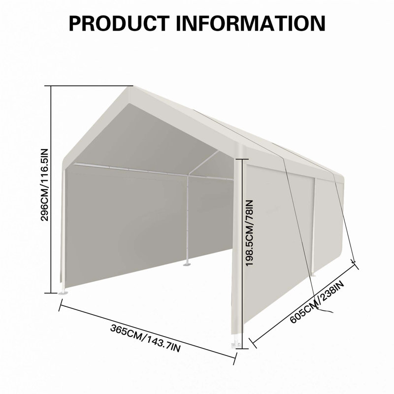 12×20 Heavy Duty Portable Carport Garage Tent for Outdoor Storage Shelter