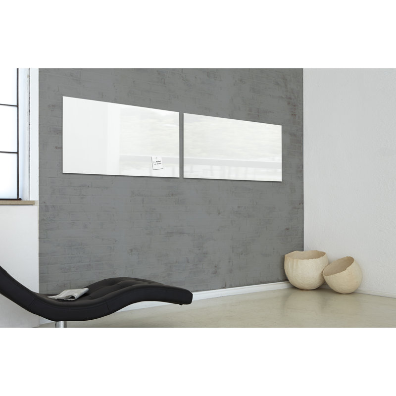 Artverum Wall Mounted Glass Board, 55cm H x 130cm W x 130cm L, White