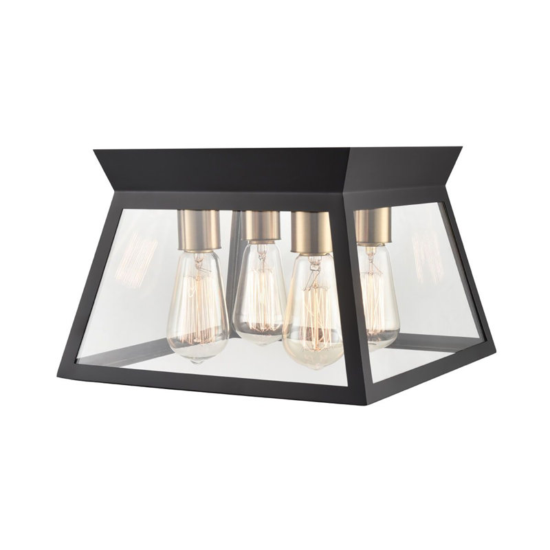 Lucian Glass Flush Mount, Satin Black