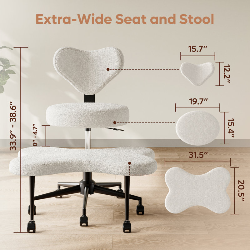 Ergonomic Cross-legged Swivel Chair, Adhd Chair Adjustable Height Meditation Chair With Back Support, Office/Chair
