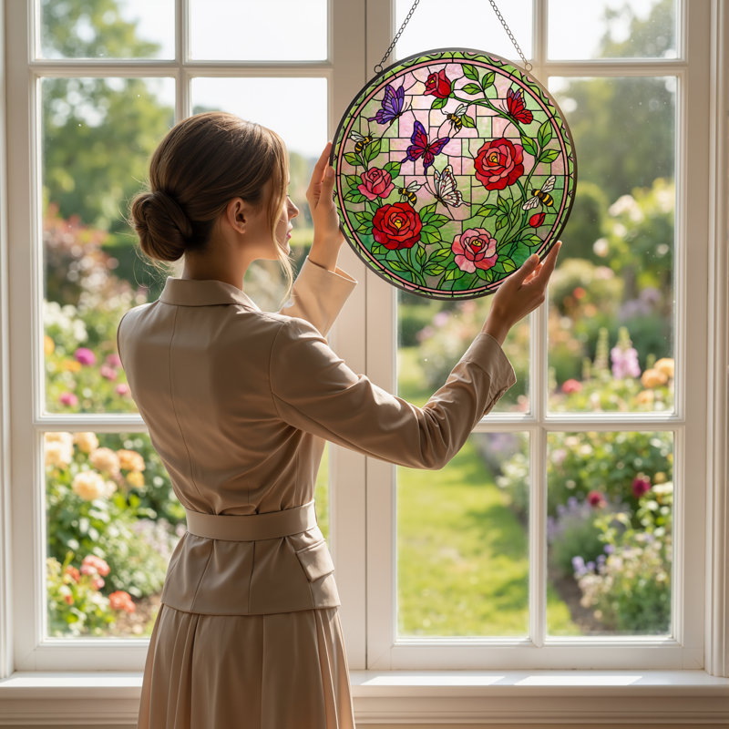 Panneau de vitrail de jardin 12 "H 12", H 12 po x l 12 po