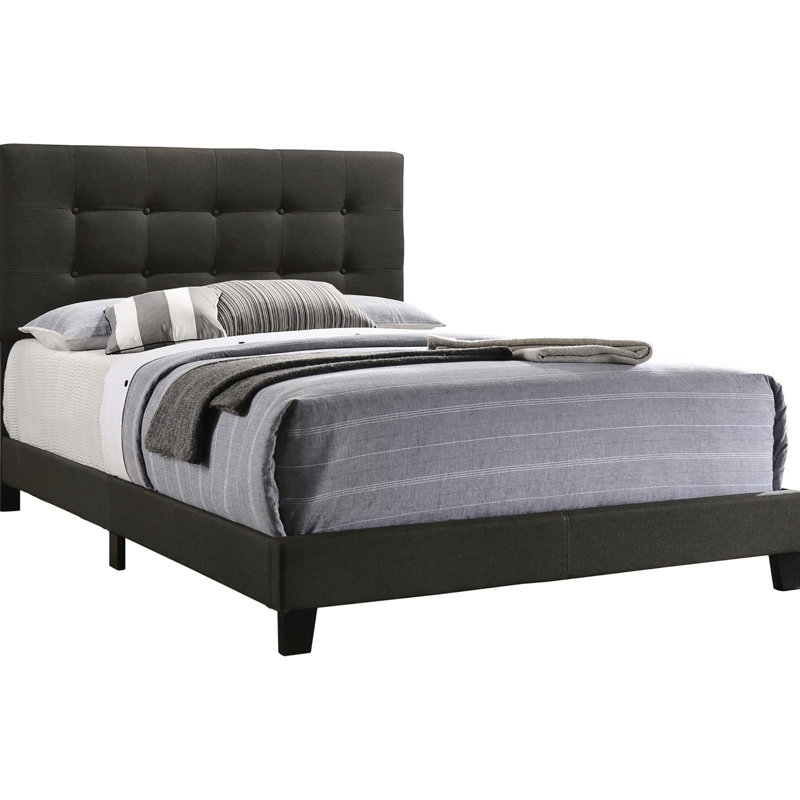 Lit à panneau gris anthracite pour une chambre douillette avec un design sophistiqué, Grand lit