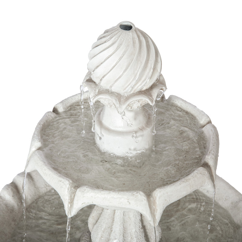 37.4"H 2-Tier White Polyresin Outdoor Water Fountain