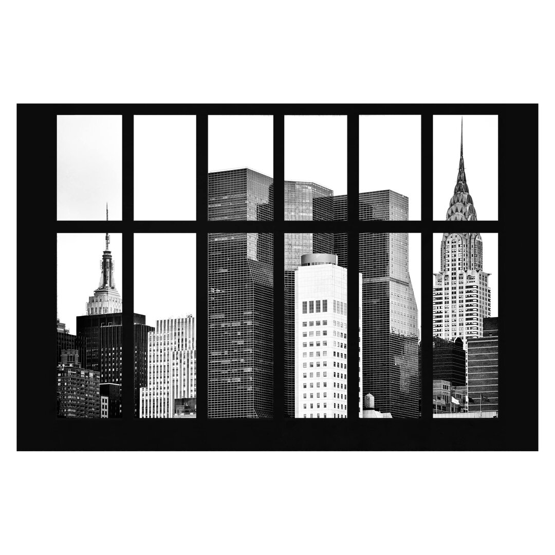 Matt Fototapete Fenster Manhattan Wolkenkratzer 3,2 m x 480 cm