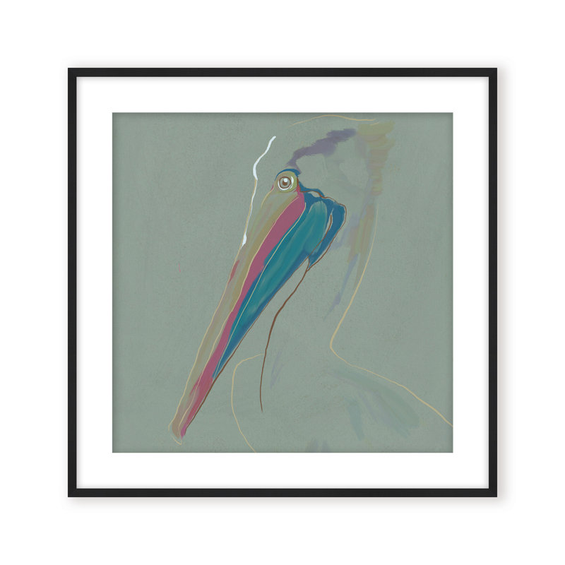 Coastal Retreat Coastal Drift: Pelican, 24" H x 24" W, Framed Matted Print, Gold