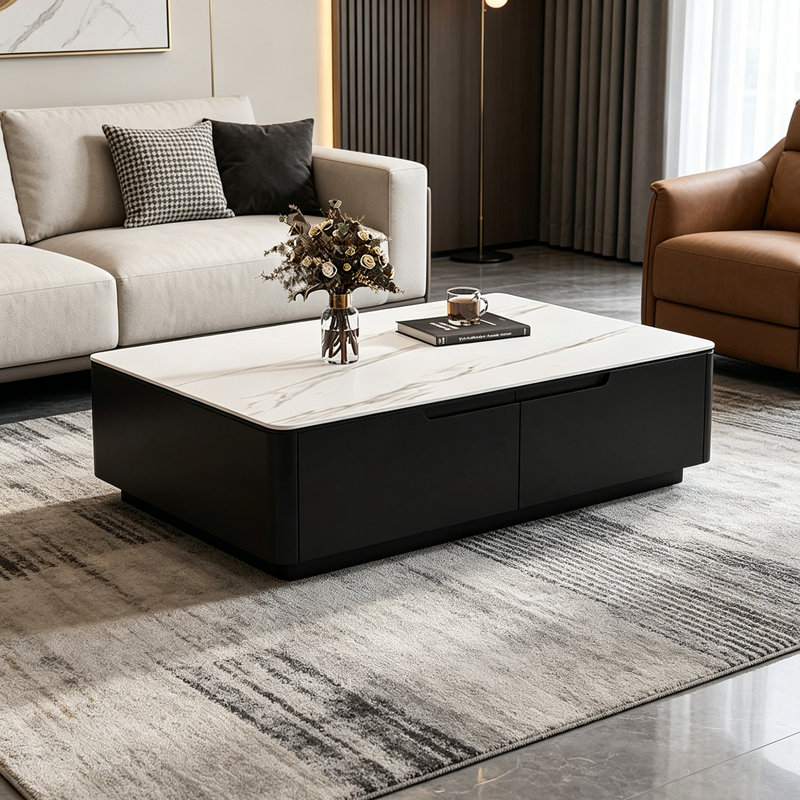 Table basse italienne moderne de qualité supérieure, 15" H x 47.24" W x 23.62" D