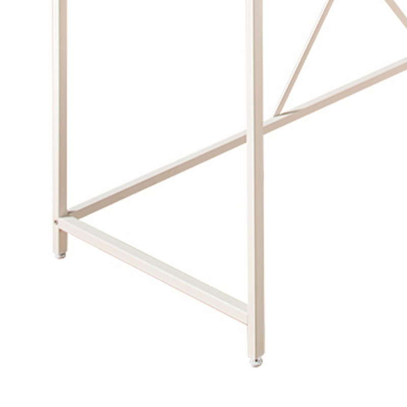 L-Shaped Metal Base Writing Desk, Brown/White