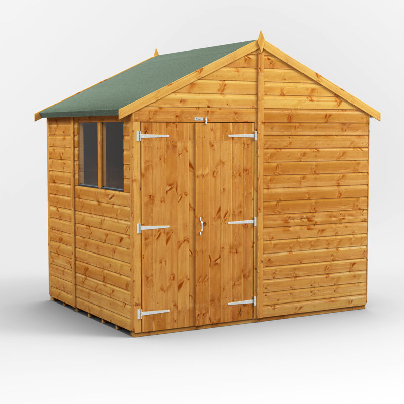 Powersheds Timber Tongue & Groove Apex Garden Shed, Double Doors