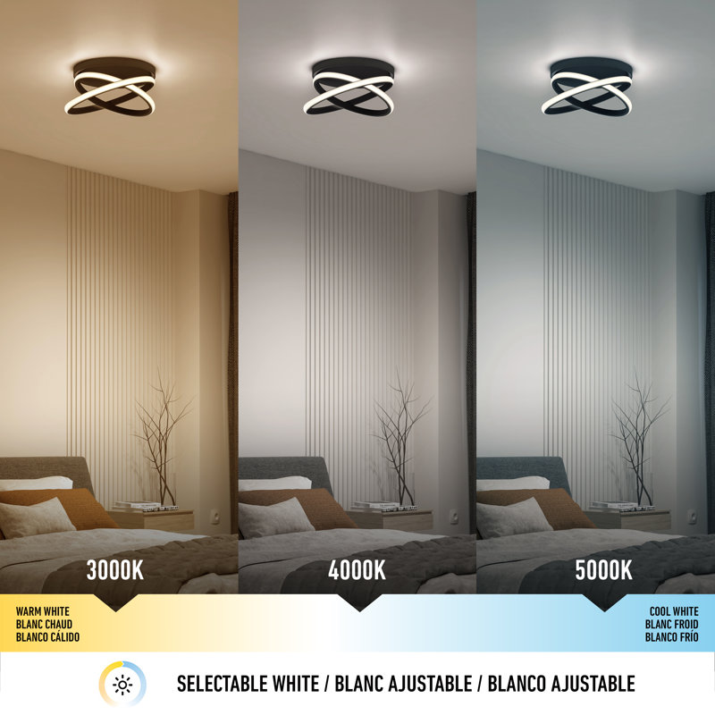 Matte Black LED Semi Flush Mount Ceiling Light Fixture