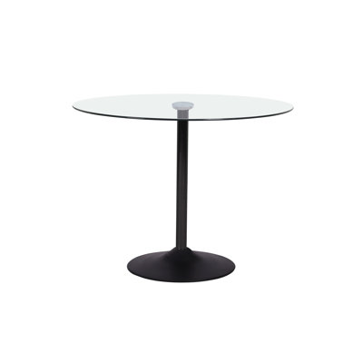 Round Glass Top Metal Base Dining Table
