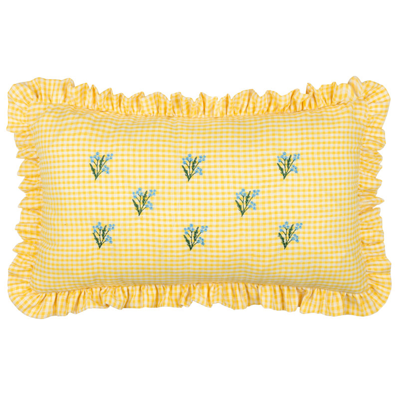 Les Petite Fleurs Floral Yellow Rectangular Cushion, Polyester