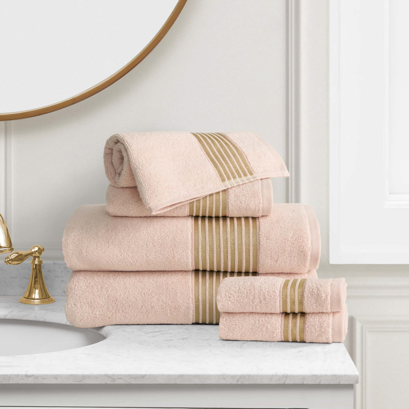 Juicy Couture Melissa Bath Towels, 2-Bath Towels, 2-Hand Towels, and 2-Washcloths, Crystal Pink