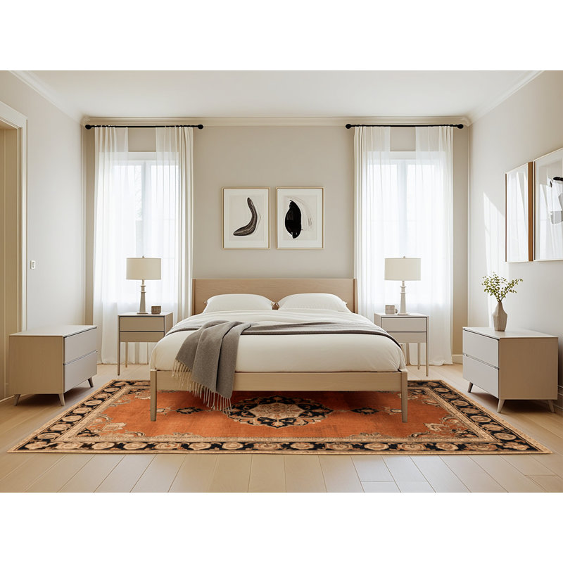 Tapis brun français lavable à la machine, Rectangle de 5 pi x 8 pi