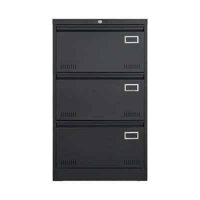 Filing Cabinet Lateral File Cabinet 3 Drawer, Blcak Locking Metal File Cabinets Three Drawer, Office Filing Cabinet With Lock Drawers