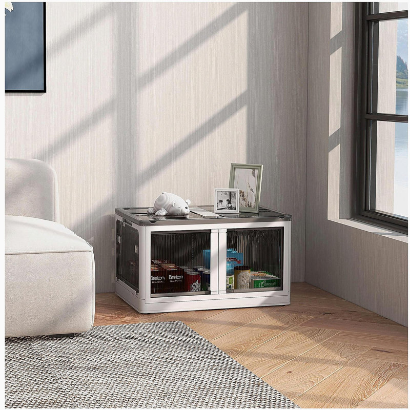 Bacs de rangement empilables avec couvercles, roulettes et pliables HOMcom, blanc
