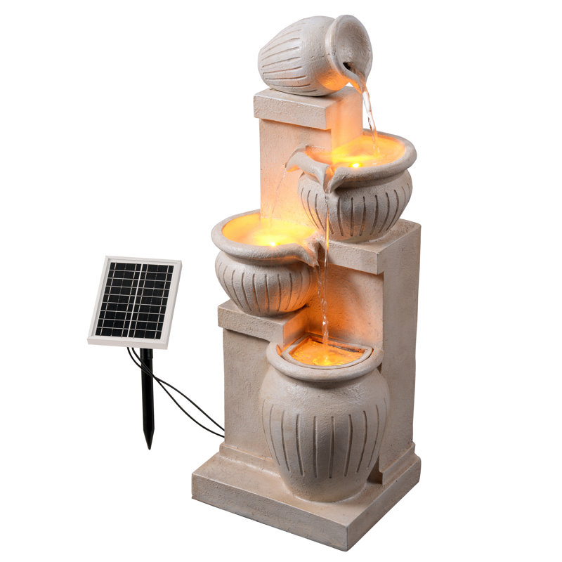 Cascade Fountain with Lights, Beige