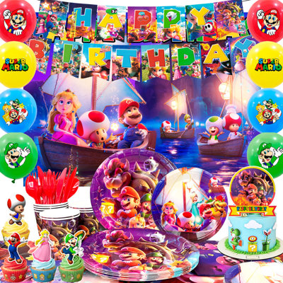 Super Mario Birthday Party Decorations, 112 Pcs Super Mario Party Supplies