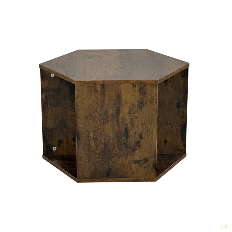 Table de chevet 23,62 po Hexagonal, Brun antique