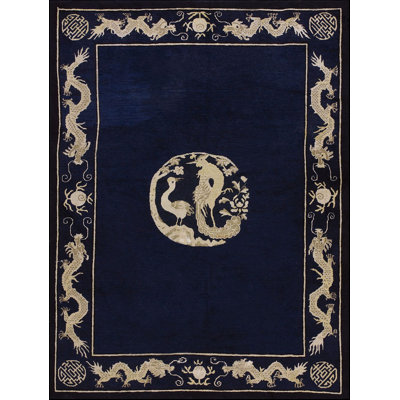 Antique Chinese - Peking Geometric Knotted Rug