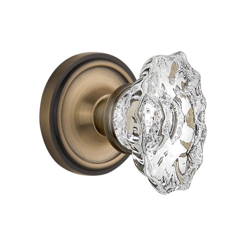 Classic Rosette with Chateau Door Knob, Antique Brass, 2.375"