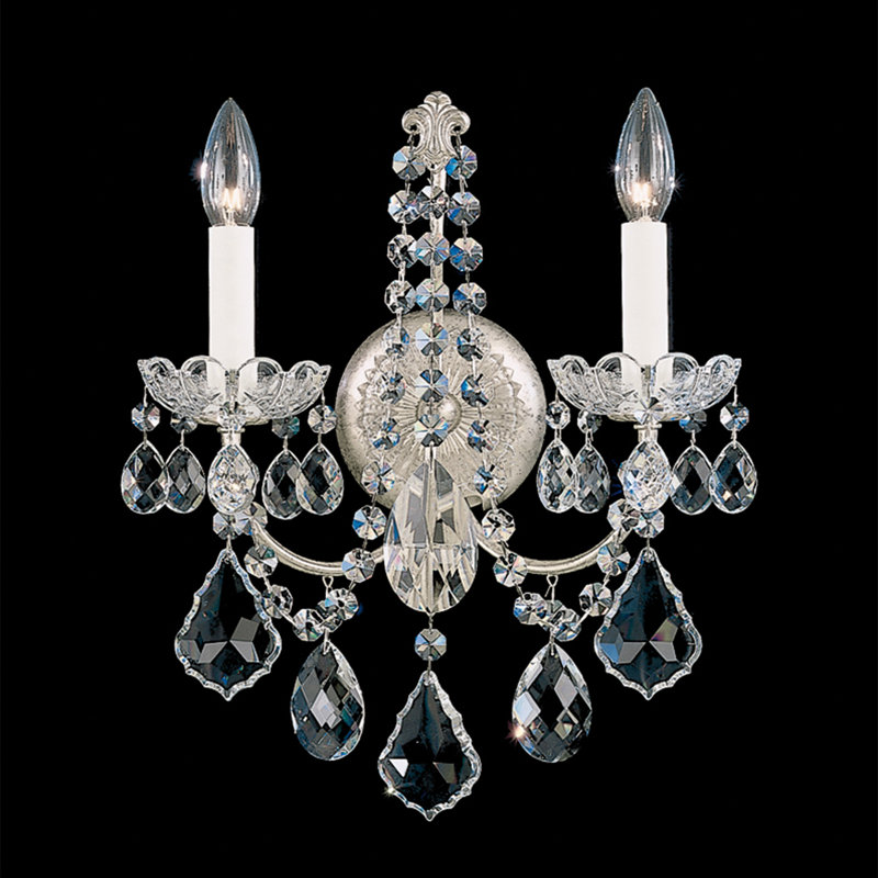 New Orleans 2 Light Wall Sconce in Etruscan Gold with Clear Heritage Handcut Crystals, Antique Silver, Chinese (K9)