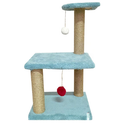 Premium Cat Scratching Board, Turquoise, 13.8 x 21.3 x 11.0 inches | 100% WELSOFT Fabric, 9.6-inch Scratch Post | Durable & Stylish Design, Perfect for Keeping Your Cat Happy & Engaged, Ideal for Home Use
