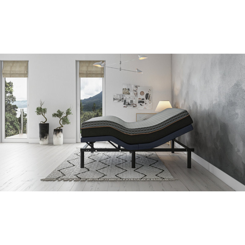 Base de lit simple réglable avec modification de la tête et des pieds, 1 position programmable, capacité de 850 lb, base bleue, contrôle de positionnement, télécommande sans fil,